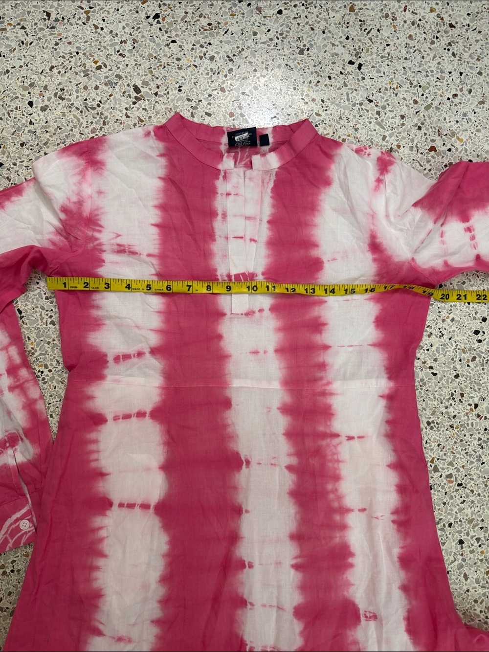 Madison Mathews pink maxi tie dye tunic dress caftan small s 100% cotton